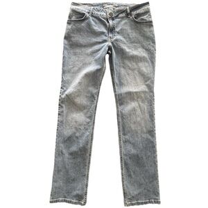 Wrangler Low Rise Straight Leg Jeans 13/14x34 Light Wash Western Stretch Denim